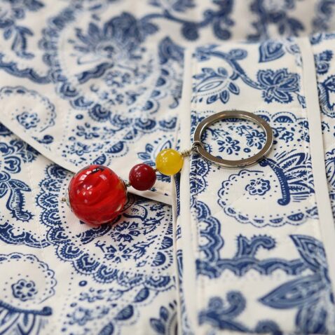 Heidi Red Glass and Gemstone Keyring Heidi Kjeldsen Jewellers KR0018