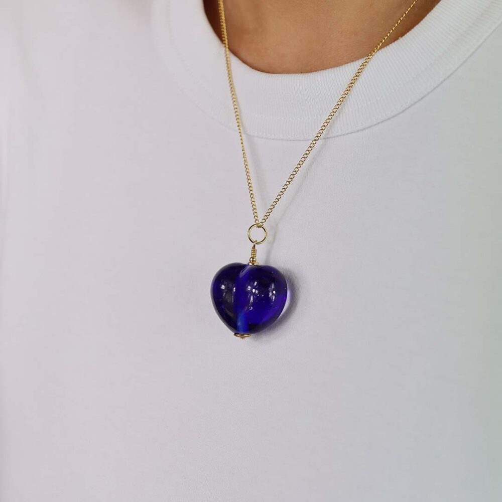 Heidi's Blue Heart Glass Pendant Heidi Kjeldsen Jewellery model p1437