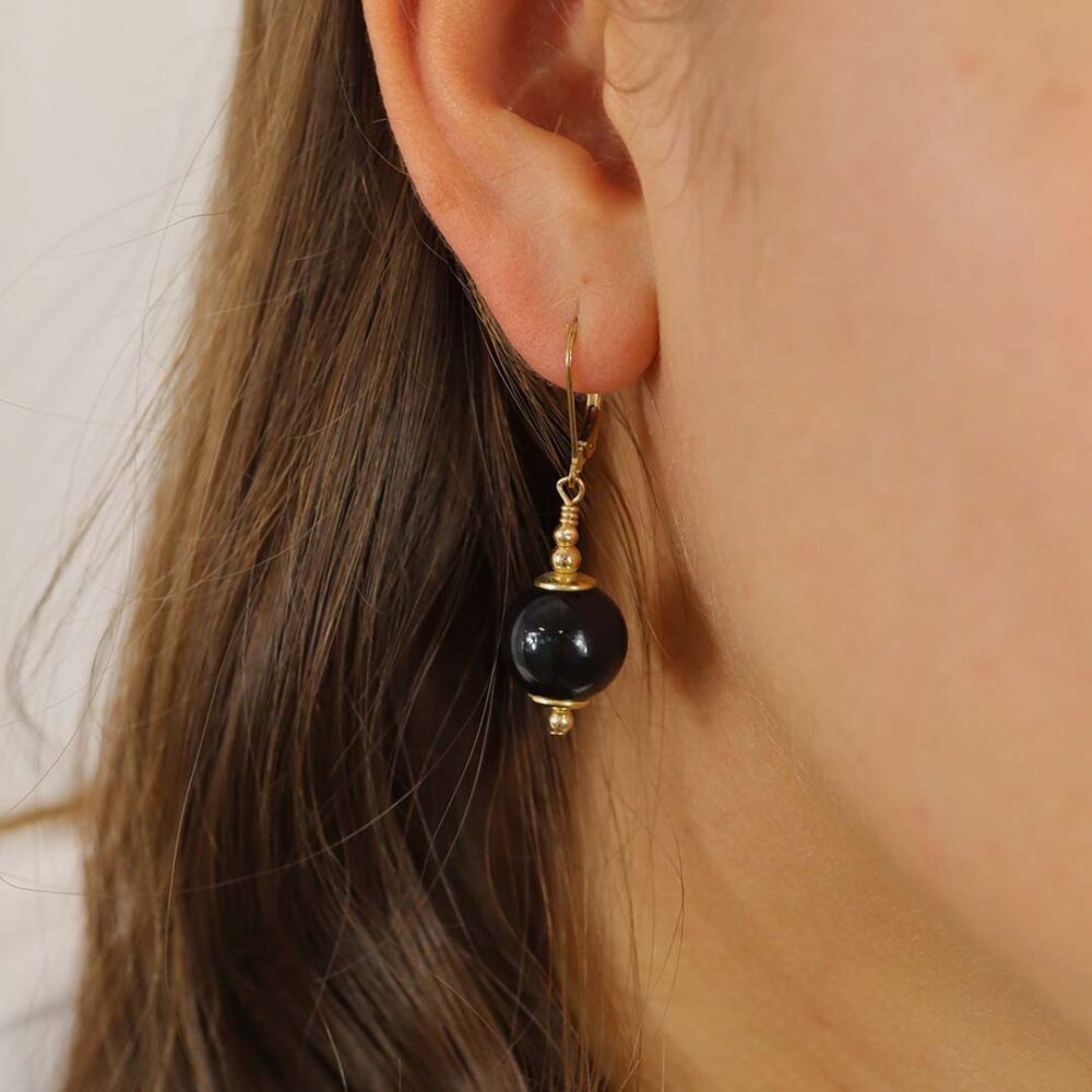 Naja Black Onyx Drop Earrings Heidi Kjeldsen Jewellery model ER2541