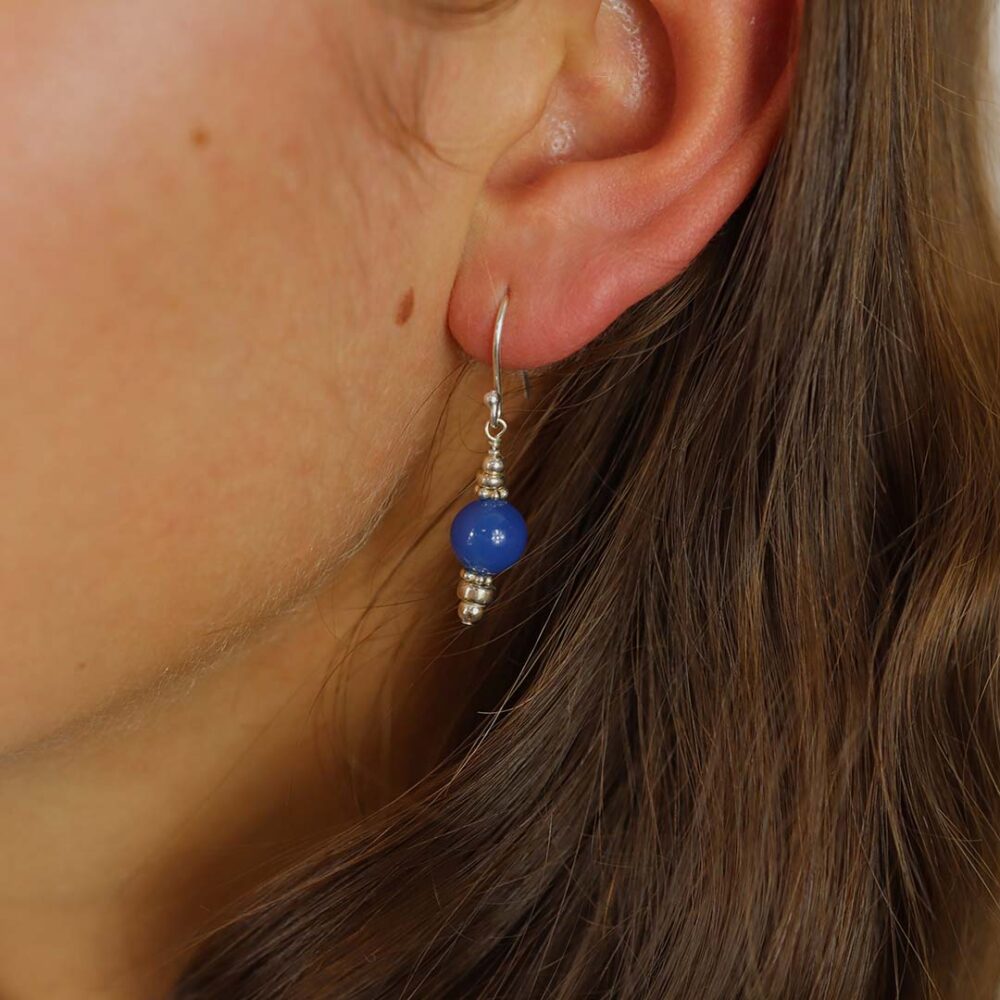 Naja Blue Agate Drop Earrings Heidi Kjeldsen Jewellery model ER2521