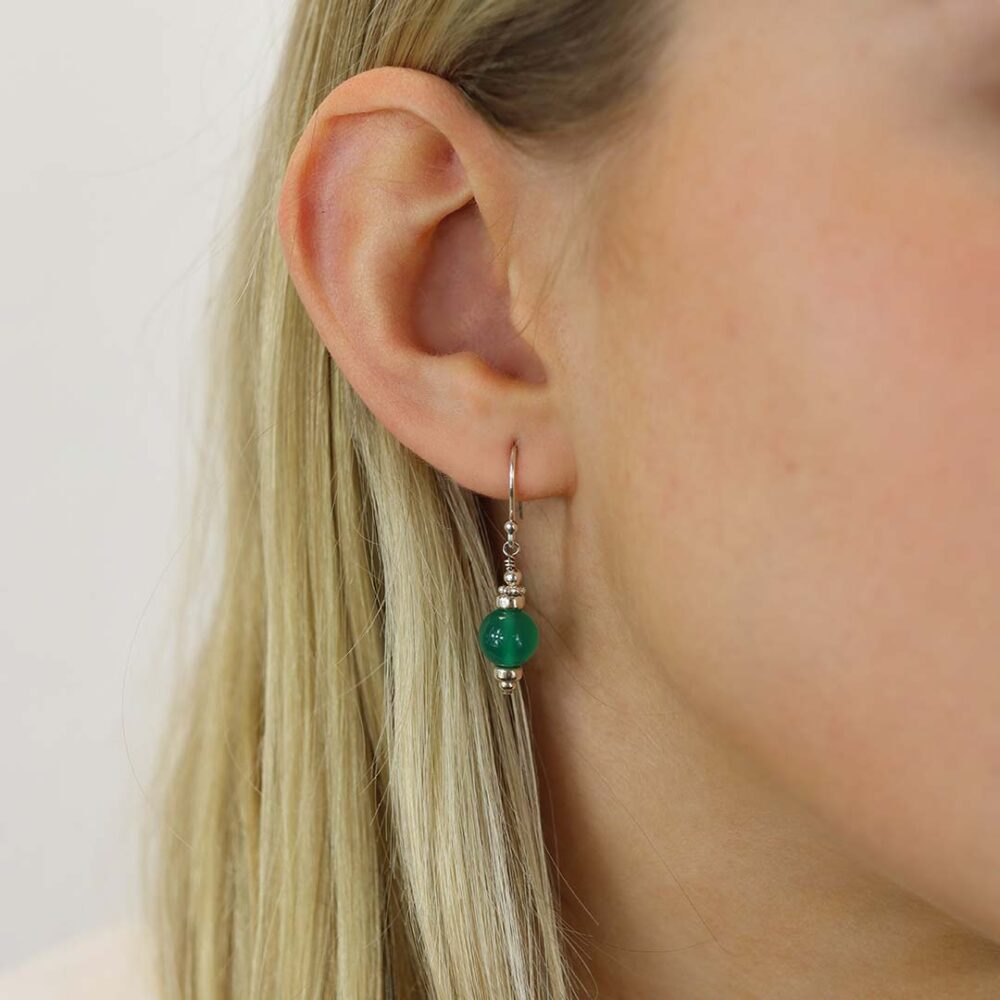 Naja Green Agate Sterling Silver Drop Earrings Heidi Kjeldsen Jewellers ER2534