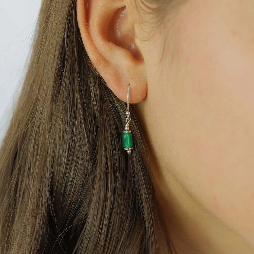 Naja Green Glass Drop Earrings Heidi Kjeldsen Jewellery model ER2546
