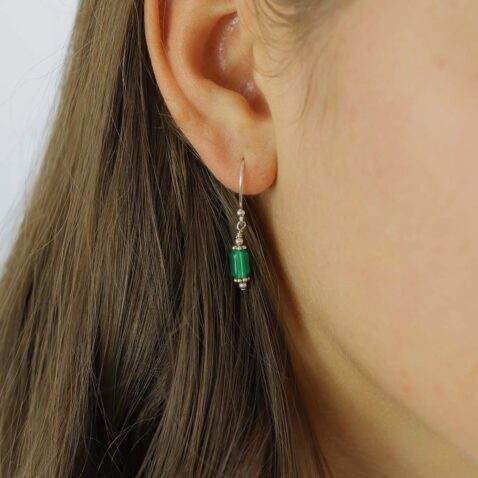 Naja Green Glass Drop Earrings Heidi Kjeldsen Jewellery model ER2546