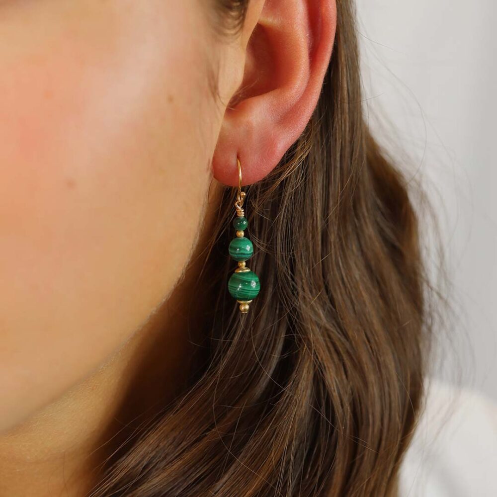 Naja Malachite Drop Earrings Heidi Kjeldsen Jewellery model ER2535