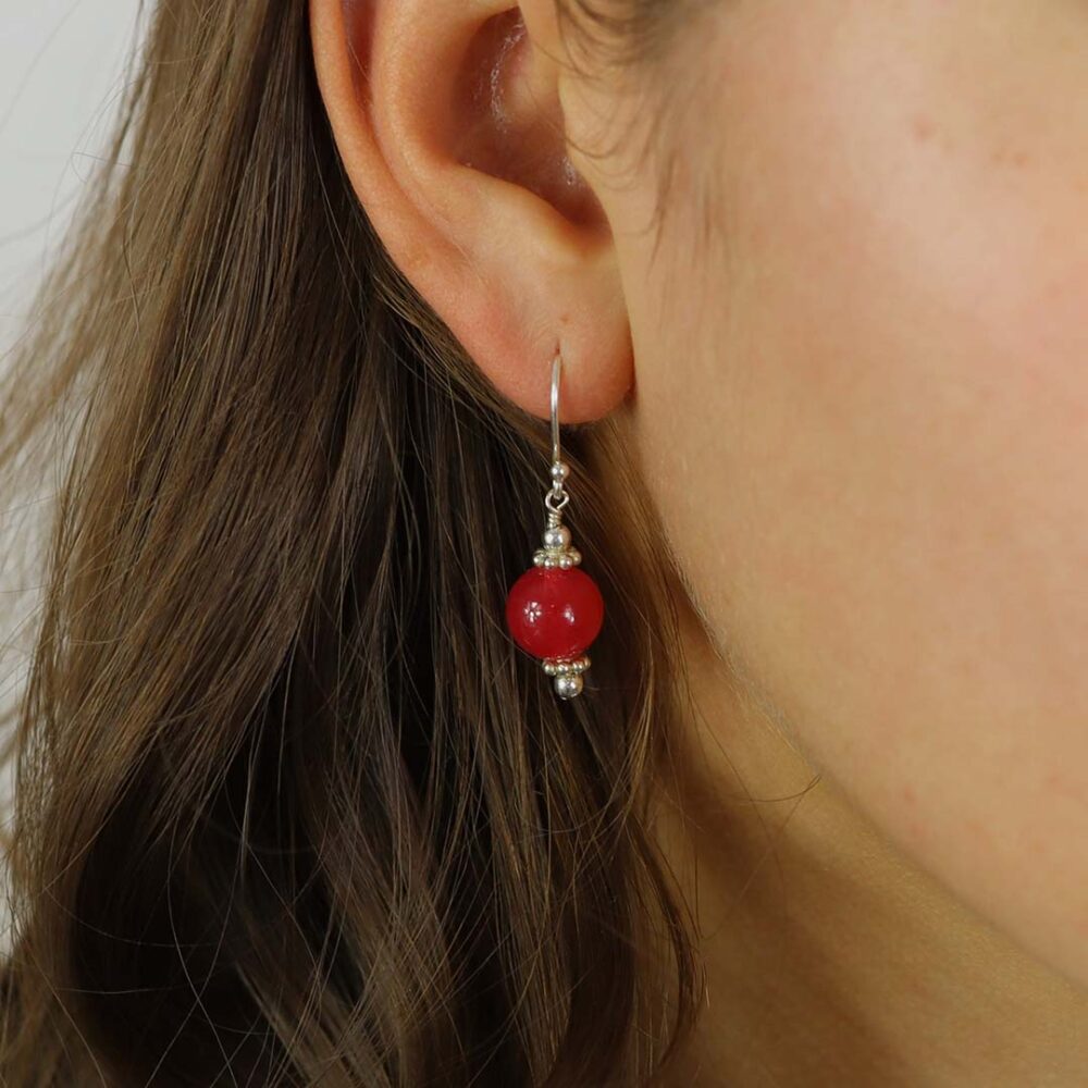 Naja Red Agate Drop Earrings Heidi Kjeldsen Jewellery model ER2539