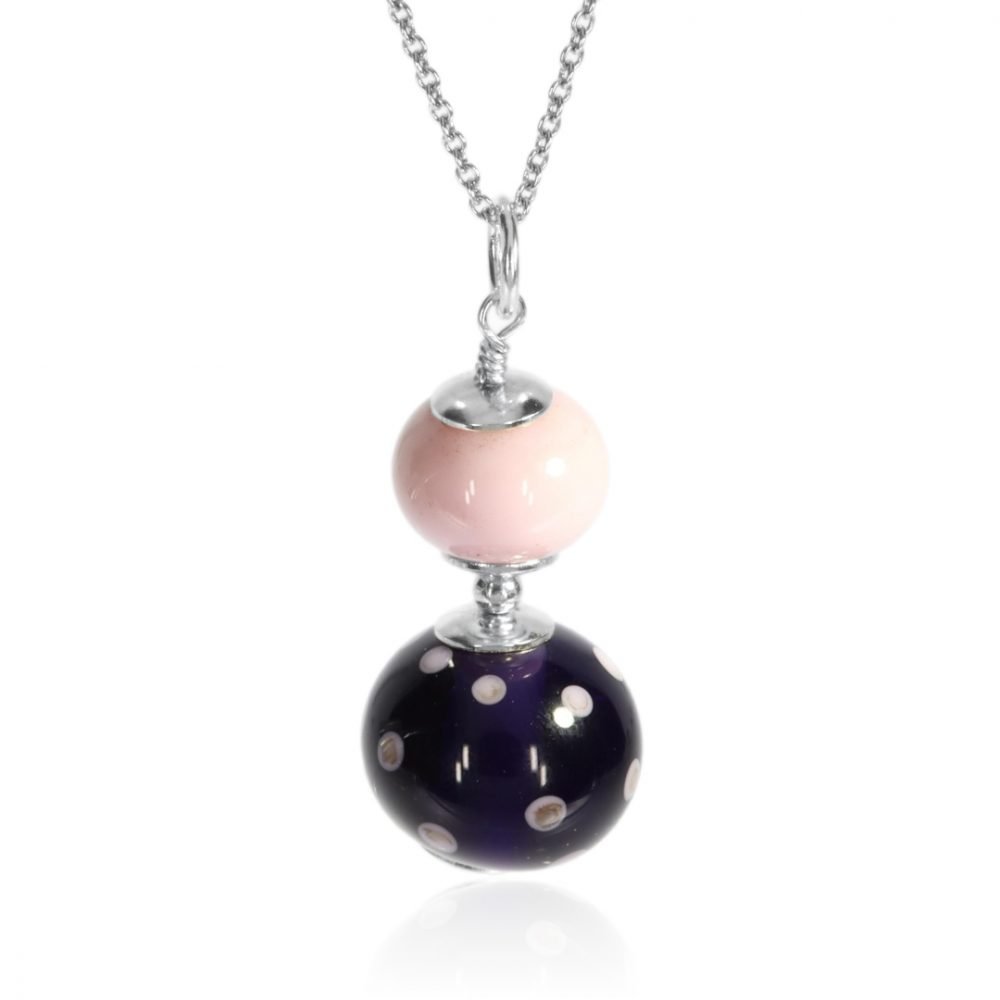 Pink and Purple Murano glass pendant by Heidi Kjeldsen Jewellery P1427 front