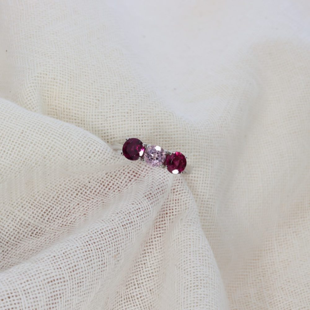 Pink Rhodalite Garnet And Morganite Ring By Heidi Kjeldsen jewellery R1640 white