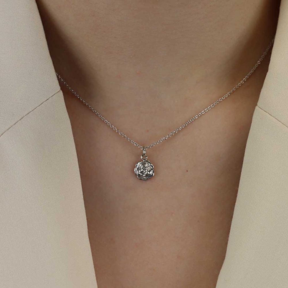 Silver Rose pendant by Heidi Kjeldsen Jewellers P1435 Model