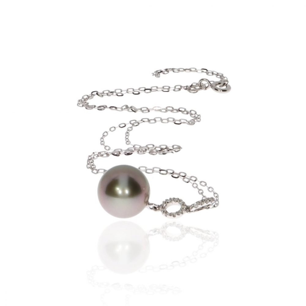 Tahitian Pearl and Diamond Pendant By Heidi Kjeldsen Jewellery P888 Flat View