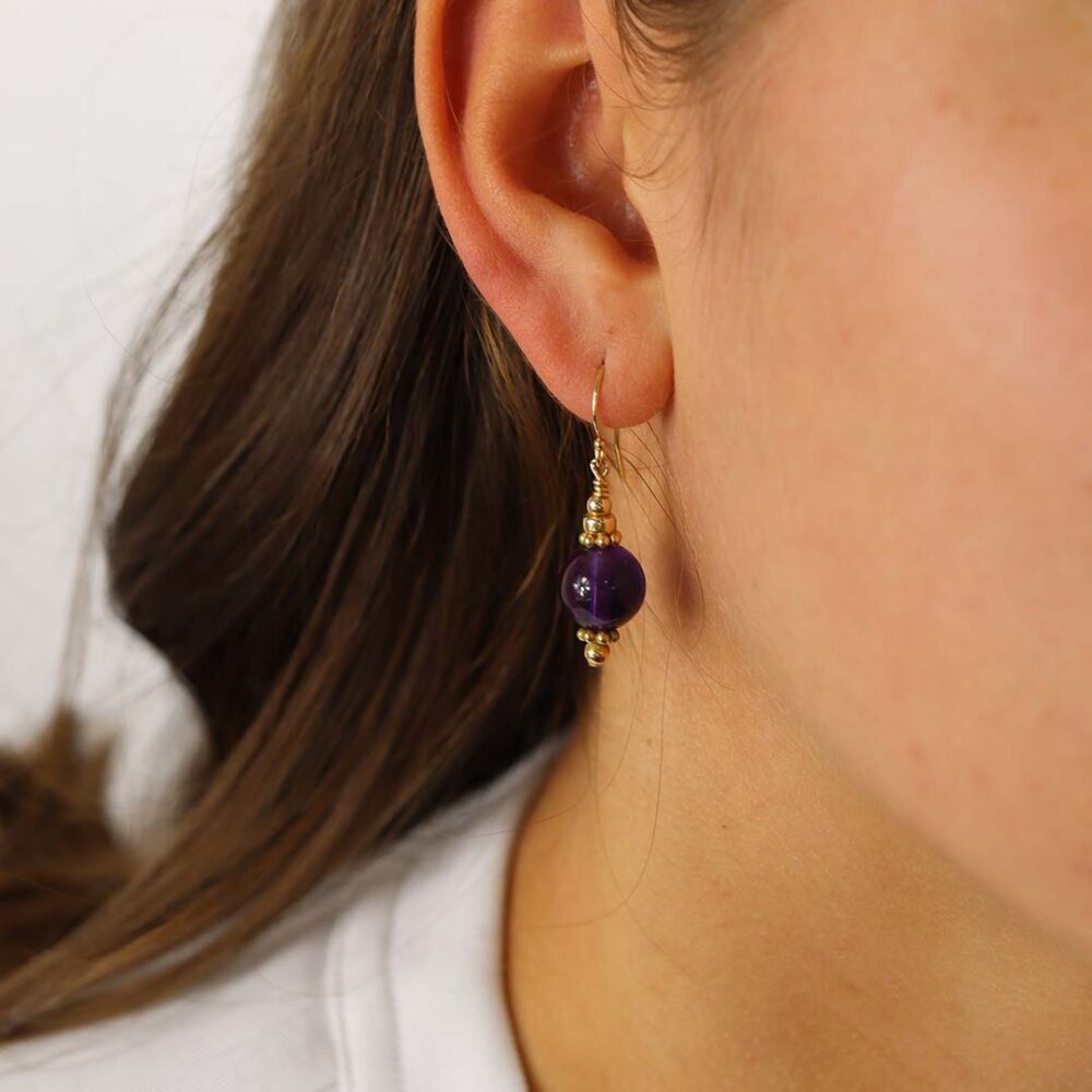 Viola Amethyst Drop Earrings Heidi Kjeldsen Jewellery model ER2523