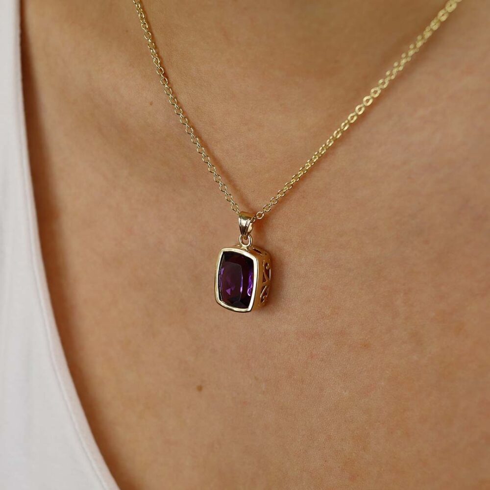 Viola Cushion Cut Amethyst Pendant Heidi Kjeldsen Jewellers p1434