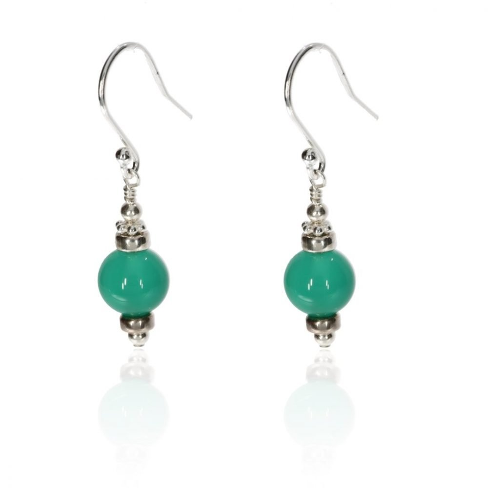 Delightful Green Agate and Sterling Silver Drop Earrings By heidi Kjeldsen Jewellery ER2534 front View
