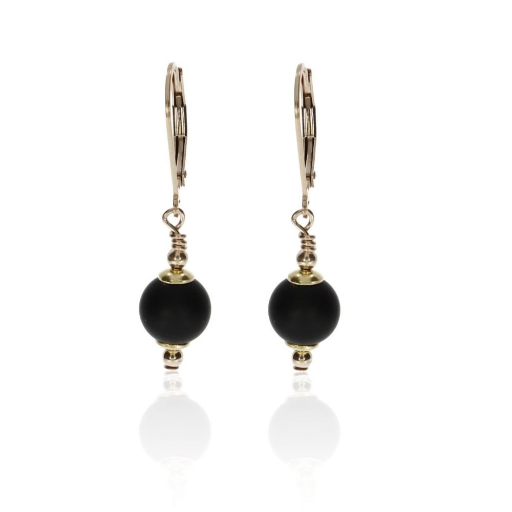Stylish Matt Black Onyx Drop Earrings By Heidi Kjeldsen Jewellers ER2527 Front View