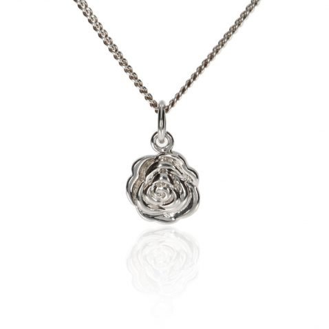 Sweet Silver Rose Pendant By Heidi Kjeldsen Jewellers P1435 Front