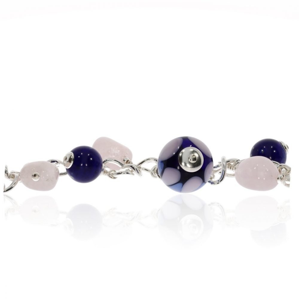 Murano Glass and Rose Quartz Bracelet by Heidi Kjeldsen BL1386 flat