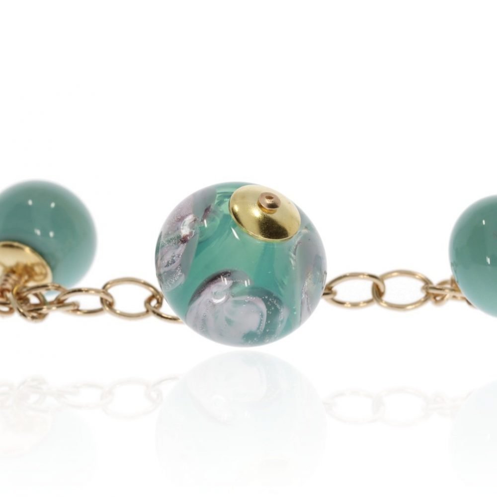 Green floral Murano Glass Bracelet By Heidi Kjeldsen Jewellery BL1392 close up