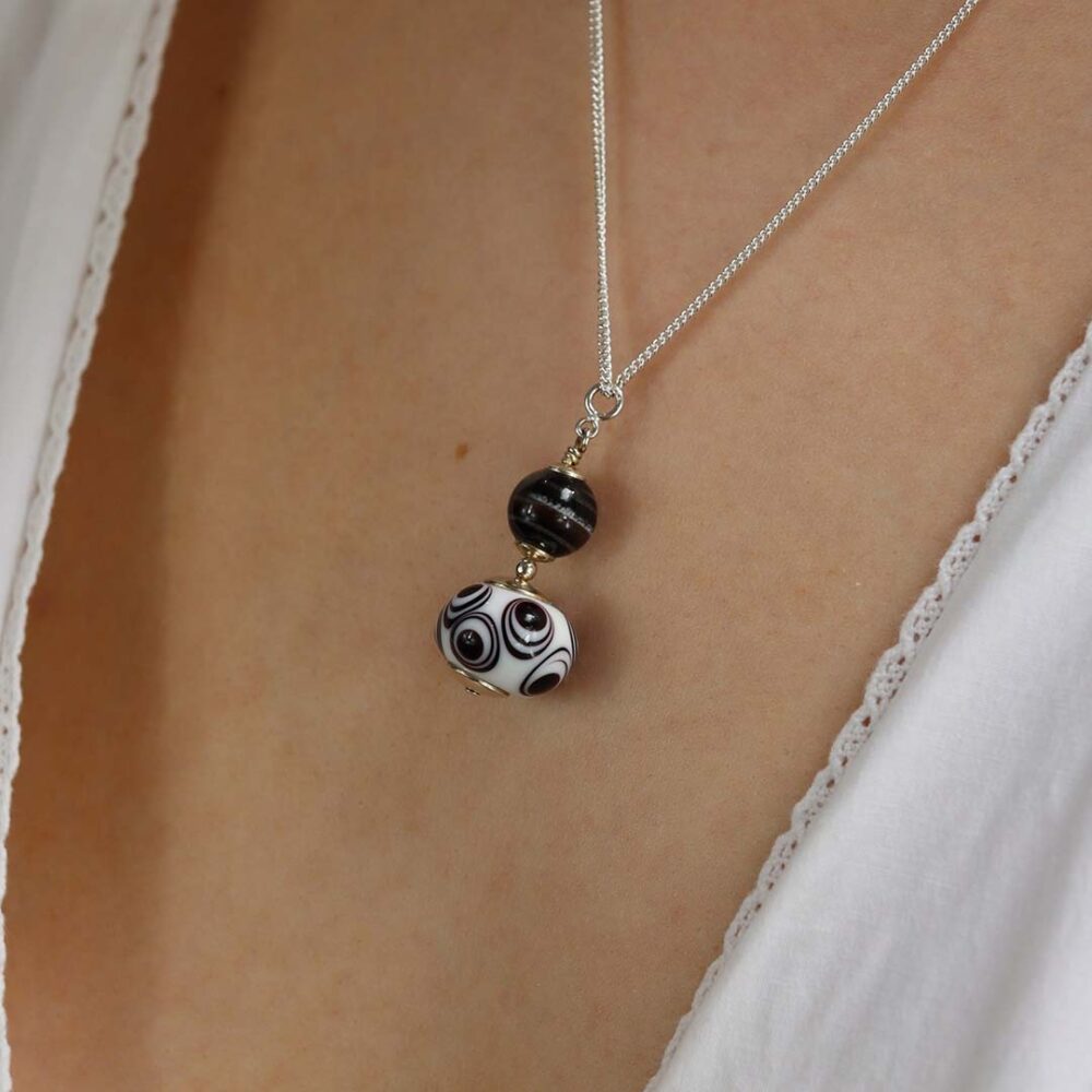 Heidi Black and White Glass Pendant Heidi Kjeldsen Jewellers P1387