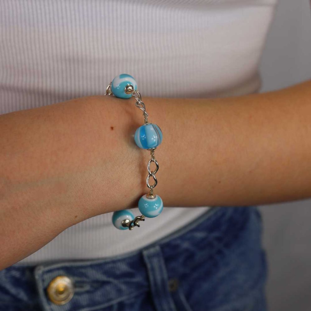 Blue and White Murano Glass Bracelet By Heidi Kjeldsen Jewellers BL1339 model