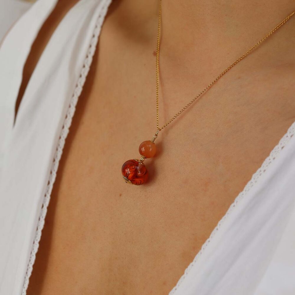 Heidi Orange Swirl Glass Pendant Heidi Kjeldsen Jewellers P1381