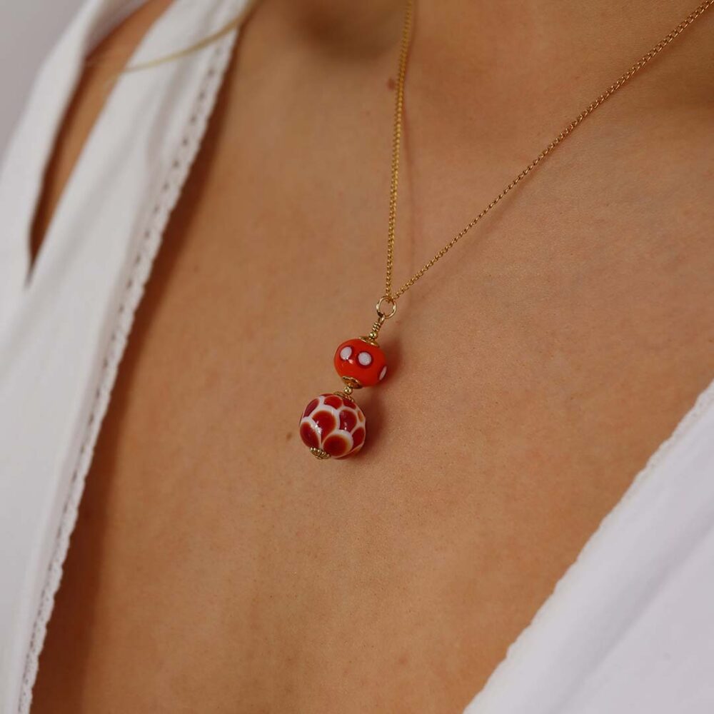 Heidi Orange and Red Glass Pendant Heidi Kjeldsen Jewellers P1362