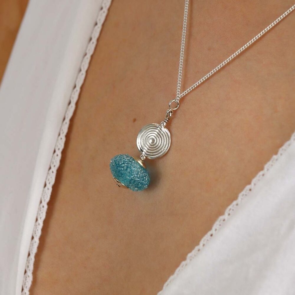 Heidi Pale Blue Frosted Glass Pendant Heidi Kjeldsen Jewellers P1388