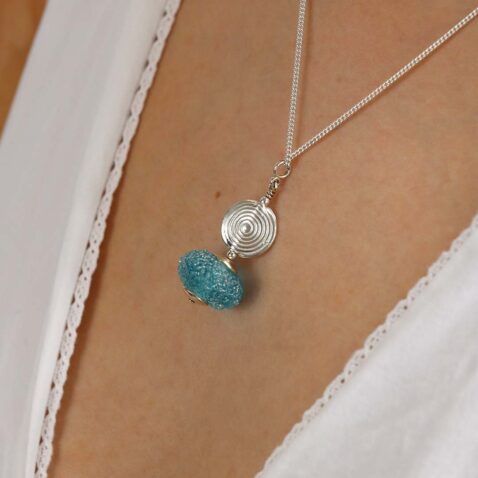 Heidi Pale Blue Frosted Glass Pendant Heidi Kjeldsen Jewellers P1388