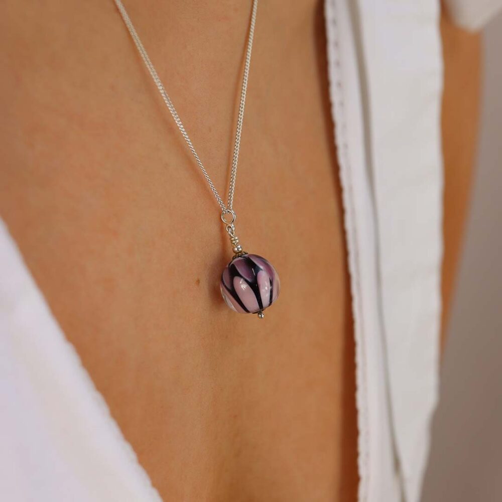 Heidi Pink Purple Glass Pendant Heidi Kjeldsen Jewellers P1321