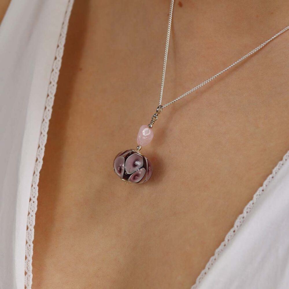 Heidi Purple Pink Glass Pendant Heidi Kjeldsen Jewellers P1359