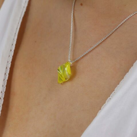 Heidi Yellow Drop Shaped Glass Pendant Heidi Kjeldsen Jewellers P1454
