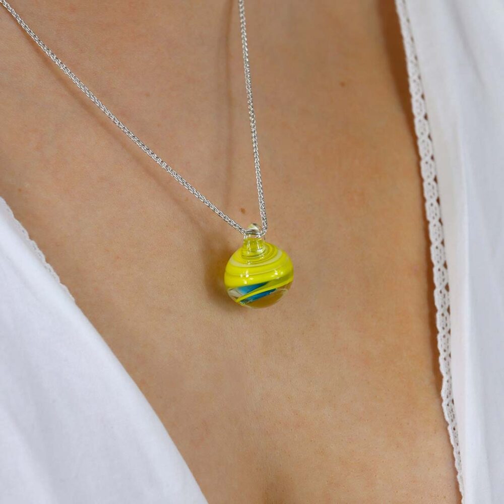 Heidi Yellow Glass Swirl Pendant Heidi Kjeldsen Jewellers P1453