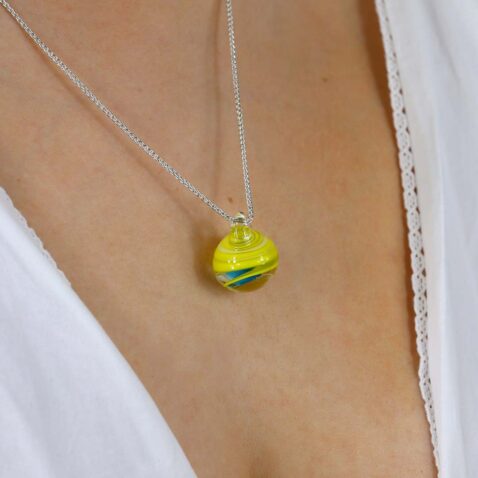 Heidi Yellow Glass Swirl Pendant Heidi Kjeldsen Jewellers P1453