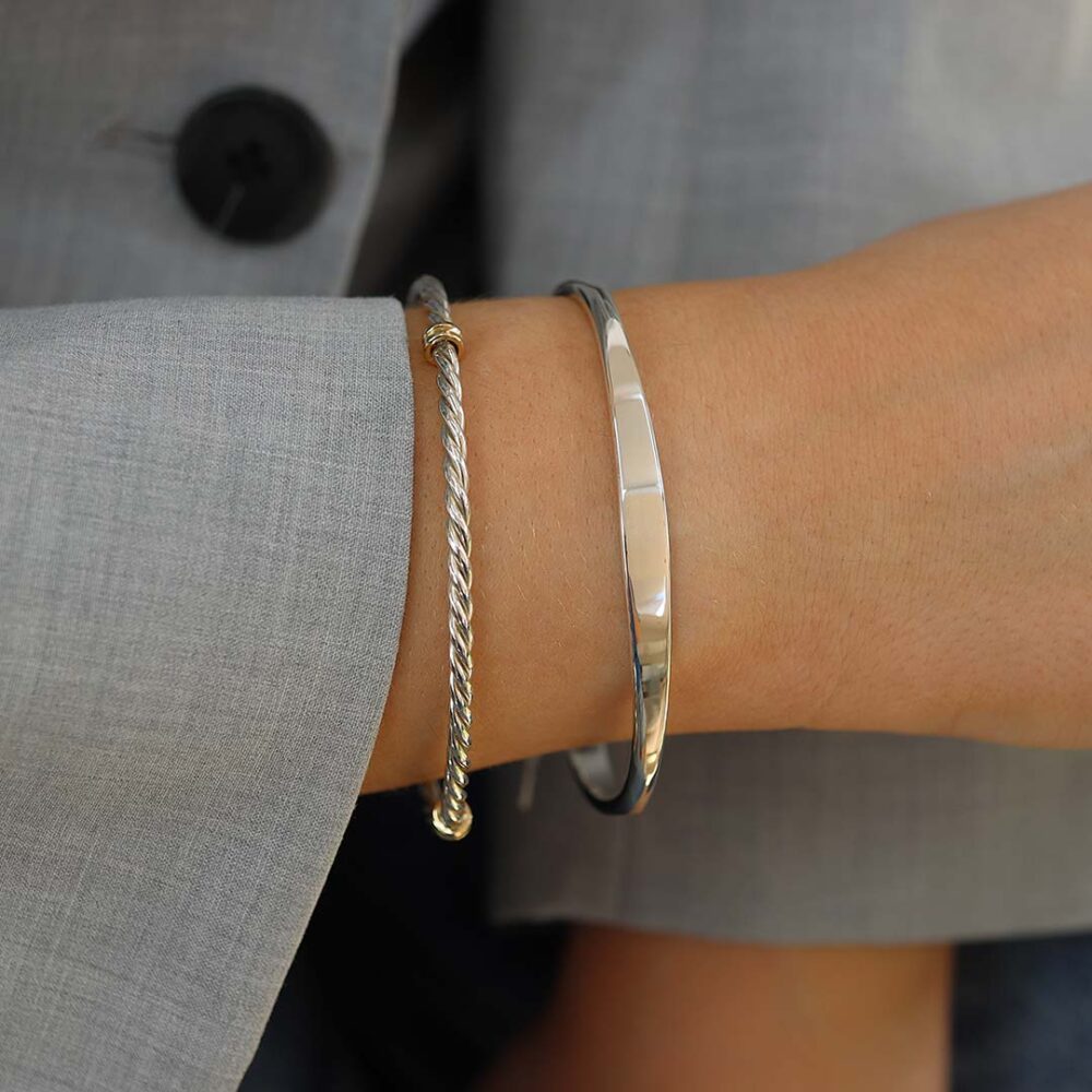 Helle Triangular Hand Forged Silver Bracelet Heidi Kjeldsen Jewellers BL1241