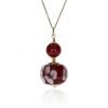 Pink Floral and Deep Red Murano Glass Pendant By Heidi Kjeldsen Jewellery P1451 Front