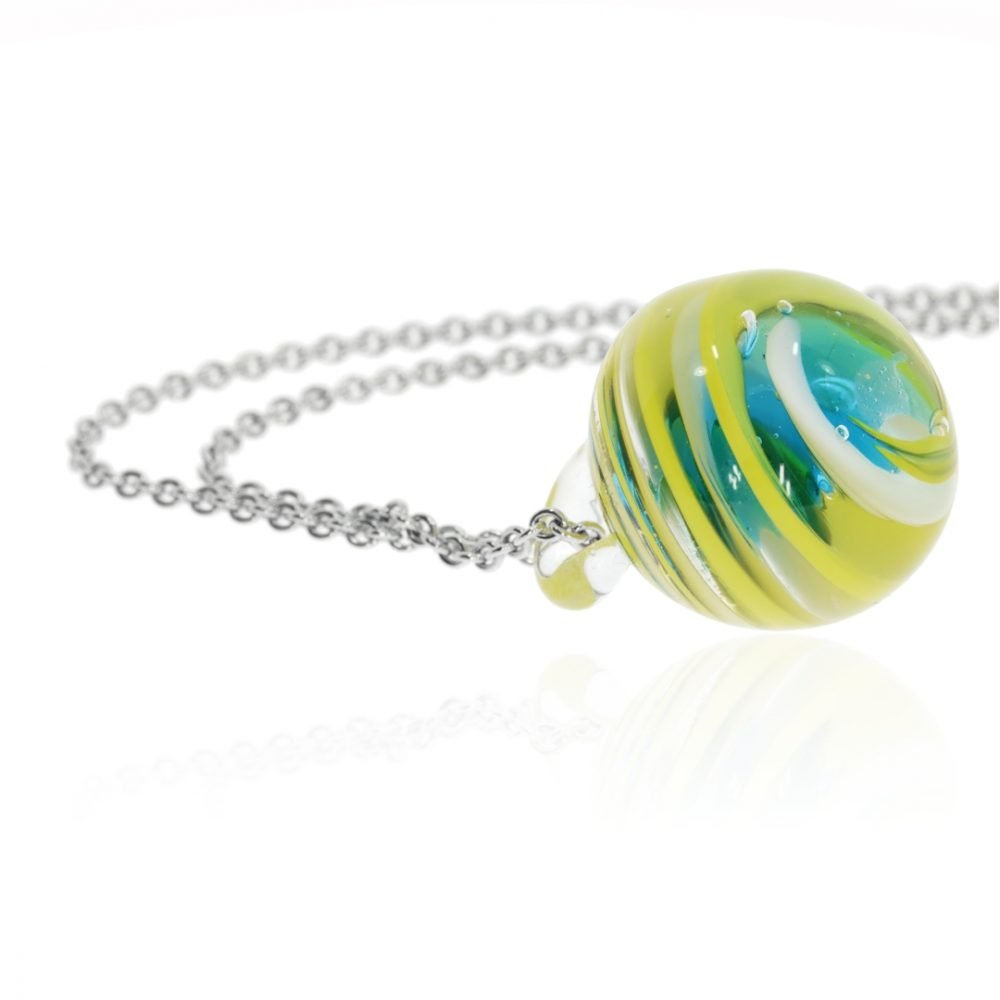 Yellow Swirl Murano Glass Pendant By Heidi Kjeldsen Jewellery P1453 Side