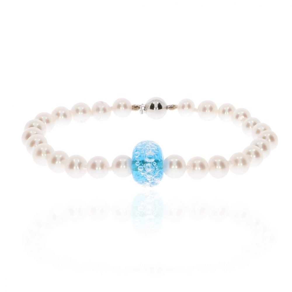 Cultured Pearl and Murano Glass Bracelet By Heidi Kjeldsen Jewellery BL4071 Front