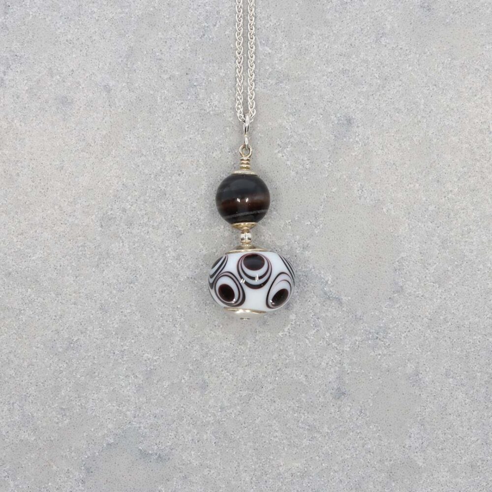 Heidi Black White Spot Murano Glass Pendant Heidi Kjeldsen Jewellery P1377 still