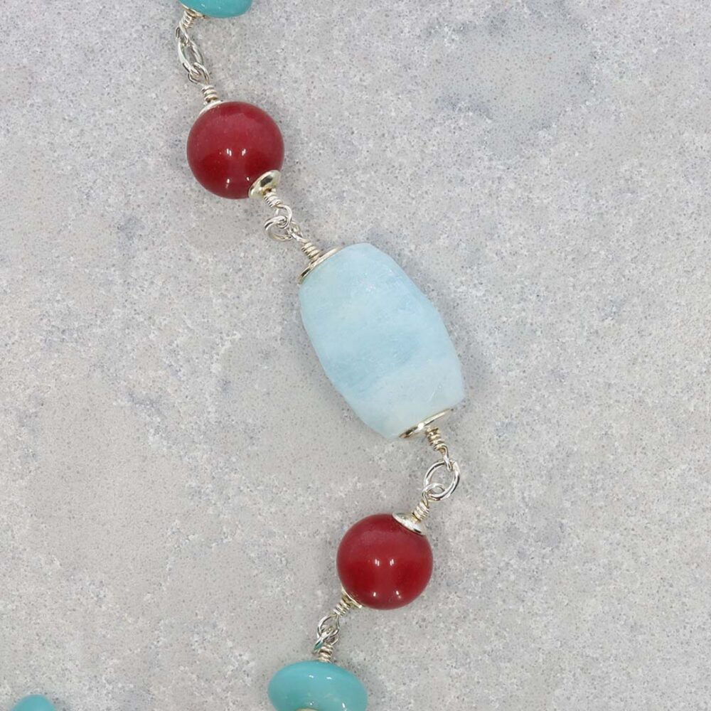 Heidi Blue Red Floral Murano Glass Bracelet Heidi Kjeldsen Jewellery BL1393 still