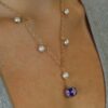 Cultured Pearl and Blue Floral Murano Glass Necklace By Heidi Kjeldsen Jewellery NL1308 Model