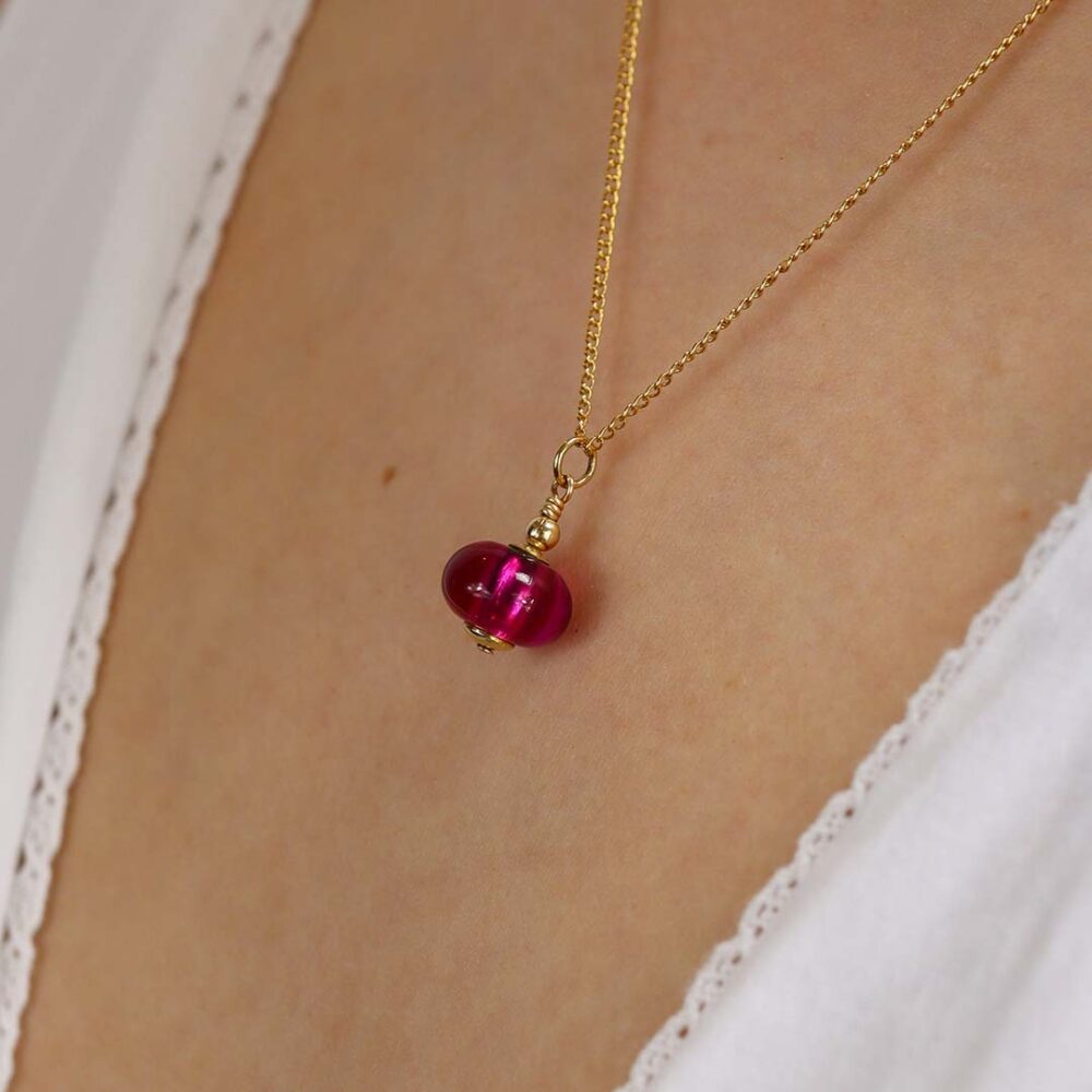 Heidi Fuschia Pink Glass Pendant Heidi Kjeldsen Jewellers P1358