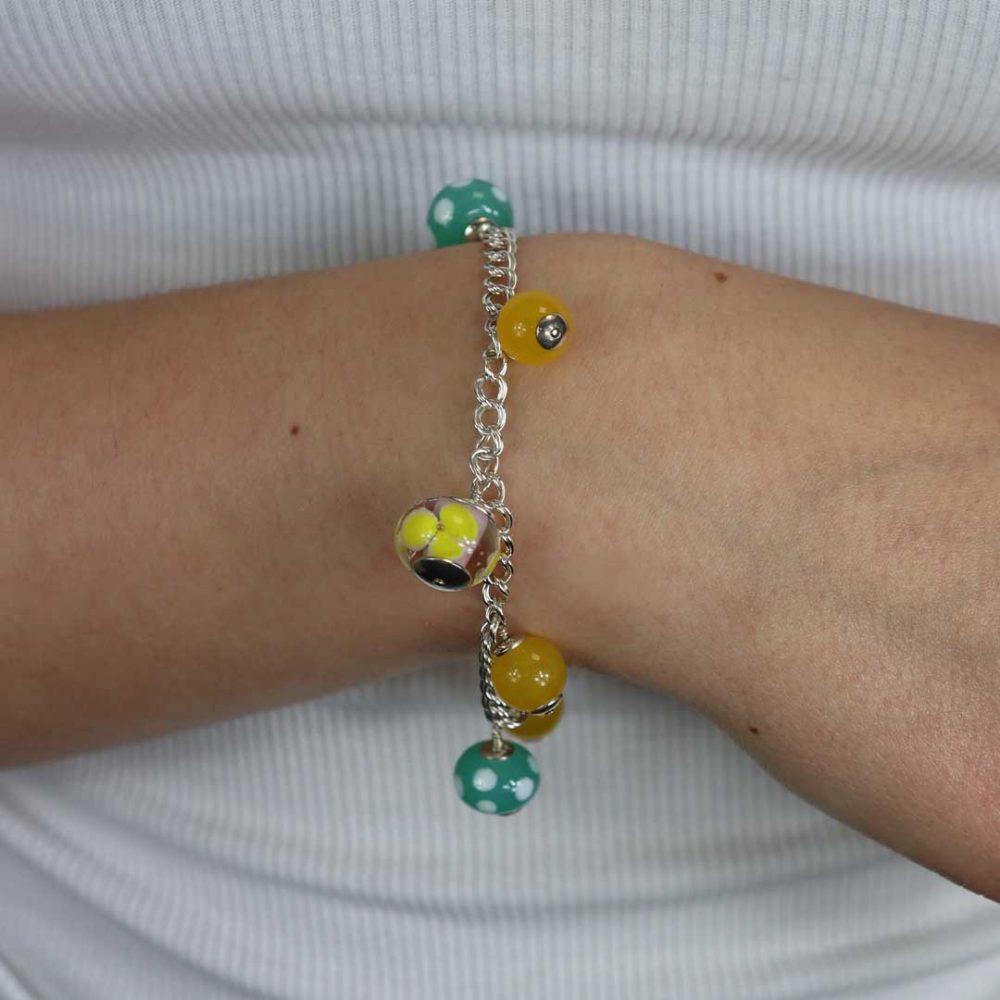 Yellow and Green Murano Glass Bracelet By Heidi Kjeldsen Jewellery BL1364 Model