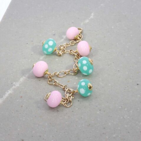 Pink Green Murano Glass Bracelet Heidi Kjeldsen Jewellery BL1363 still