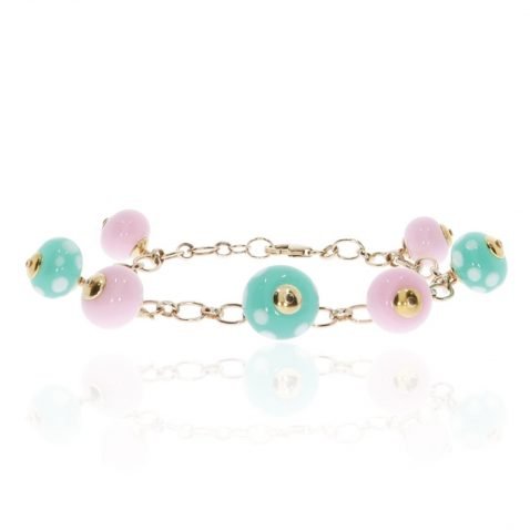 Pink and Green Murano Glass Bracelet By Heidi Kjeldsen Jewellery BL1363 circle