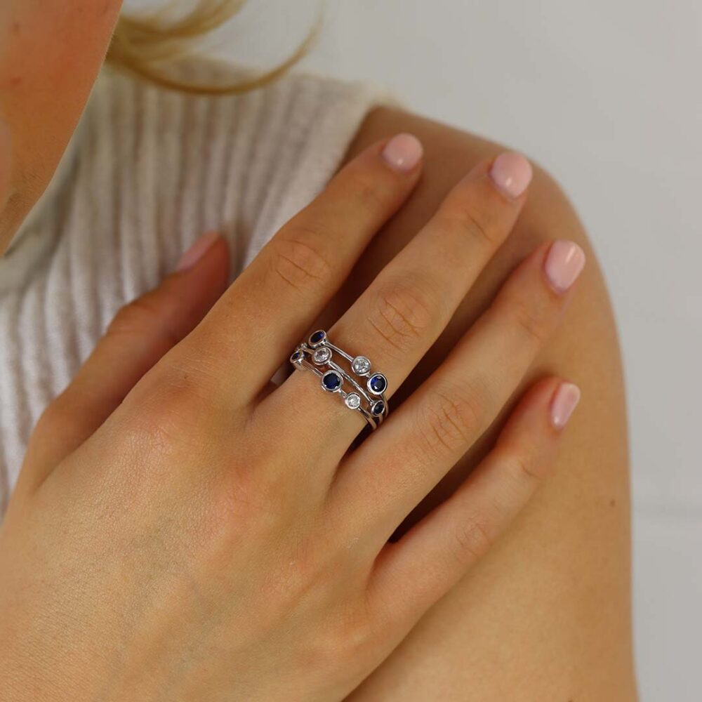 Trine Blue Sapphire Diamond Bubble Ring Heidi Kjeldsen Jewellery R1654S Model