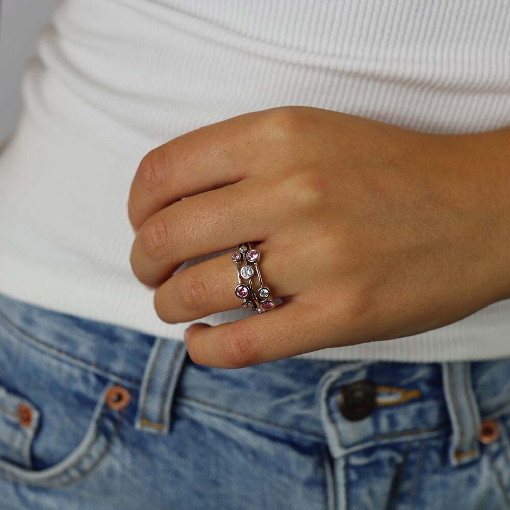 Trine Pink Sapphire Diamond Bubble Ring Heidi Kjeldsen Jewellery R1652S model