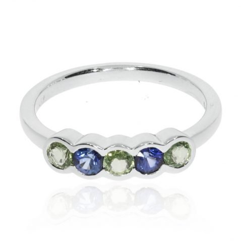Green and Blue Sapphire Ring By Heidi Kjeldsen Jewellery R1526 Front