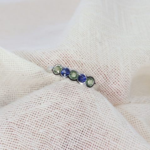 green and blue sapphire ring by heidi kjeldsen jewellery r1526 white