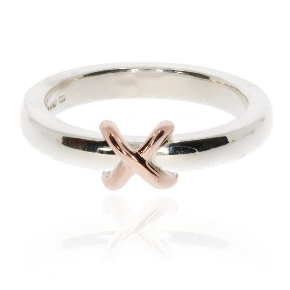 Silver and 9ct Rose Gold "Kiss" ring by Heidi Kjeldsen Jewellery R1678 Front