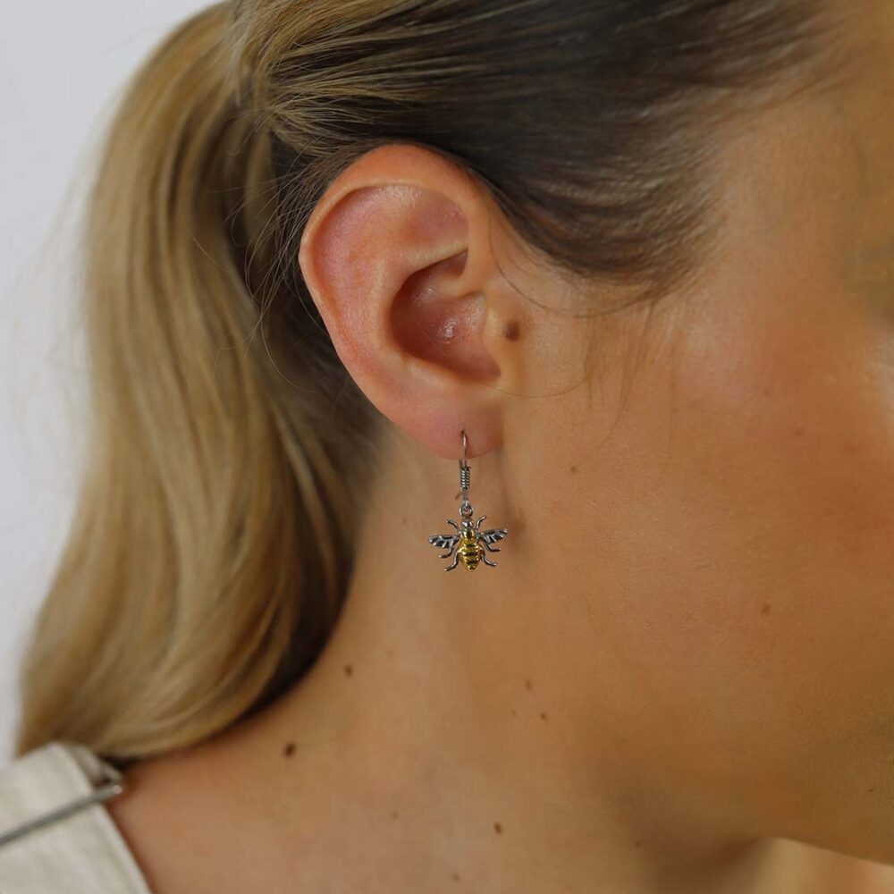 Espen Silver Gold Bee Earrings Heidi Kjeldsen Jewellers ER2508 Model