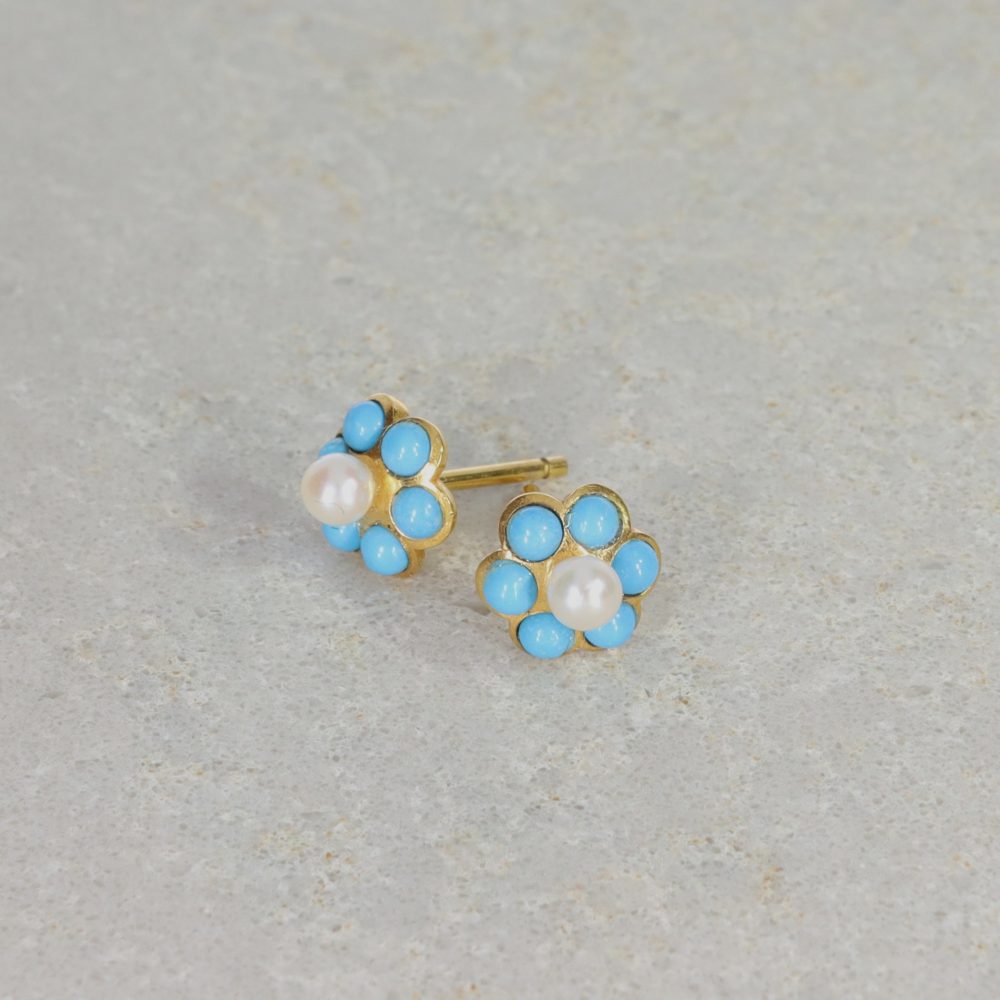 Heidi Kjeldsen Jewellery Turquoise Pearl Flower Earrings