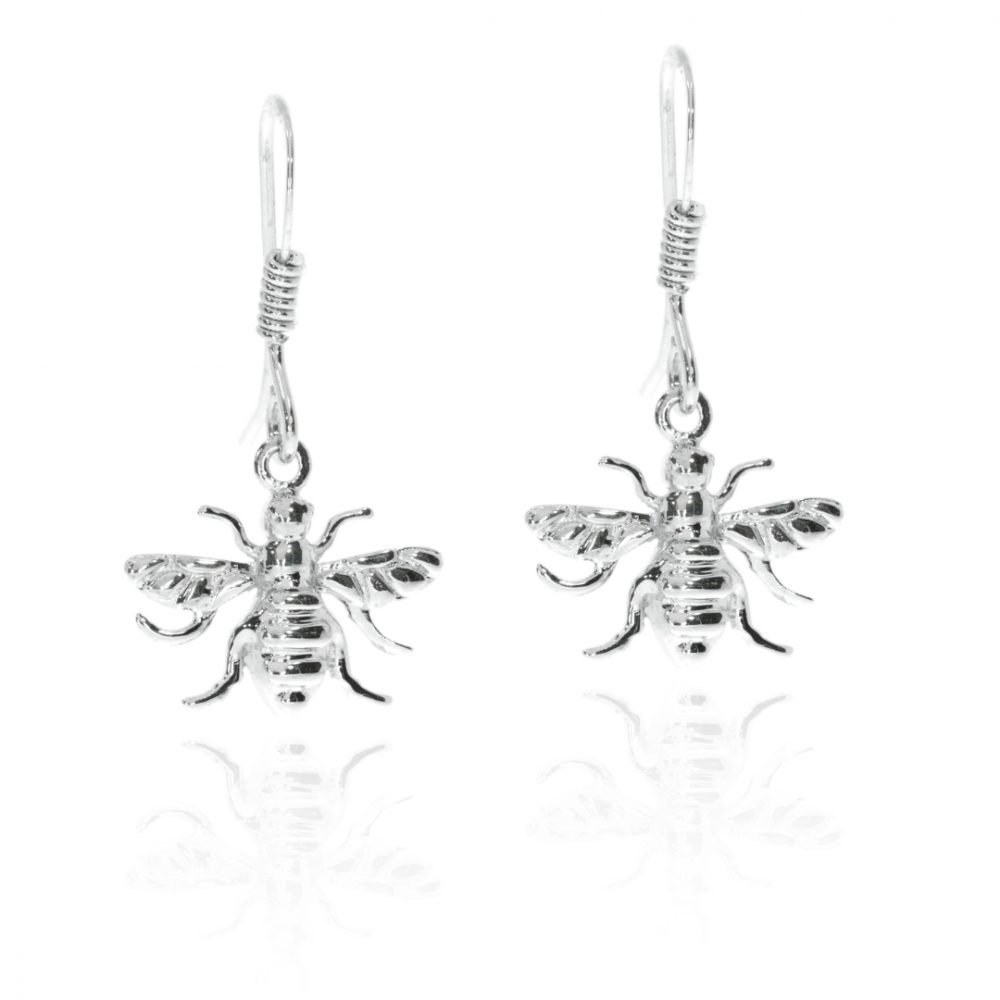 Sterling Silver Drop Bee Earrings By Heidi Kjeldsen Jewellery ER2506 Front